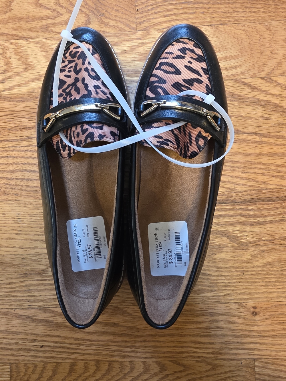 Naturalizer Black Loafers with Leopard Print